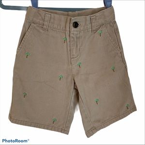 Janie & Jack 5 khaki shorts palm tree embroidered special occasion vacation